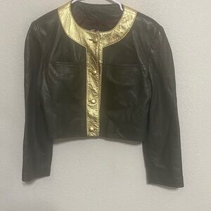 Vintage Brown and Gold Leather Jacket - Made in the USA